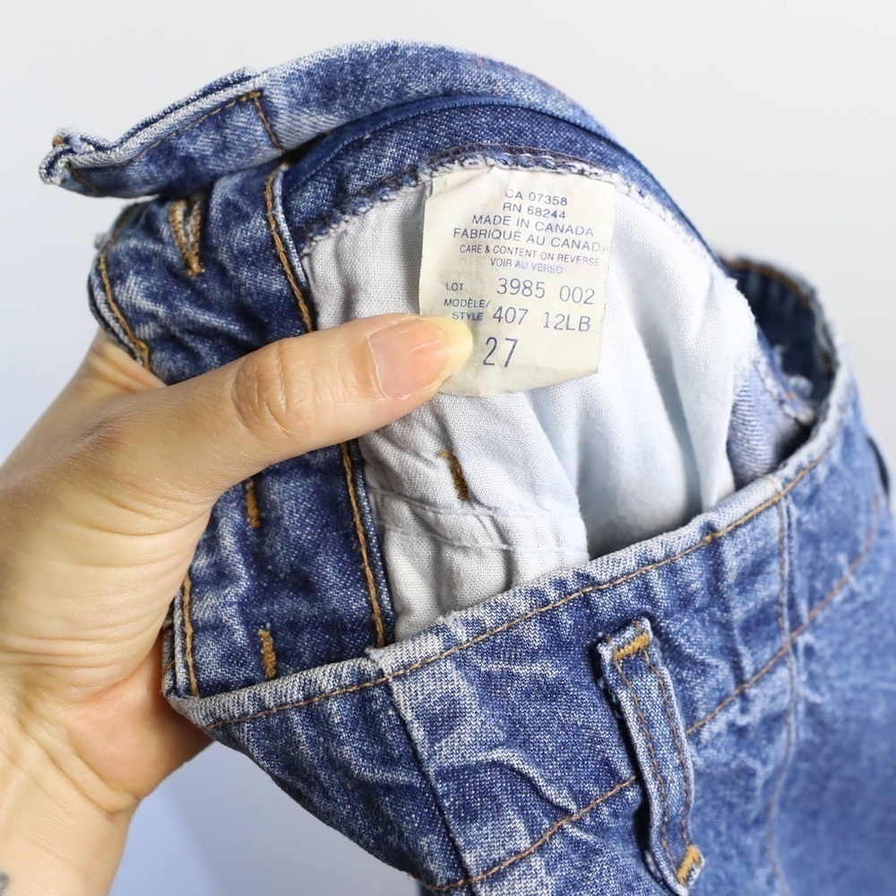 Vintage 80s 90s Hollywood Era denim mini skirt high waist XS XXS - Picture 3 of 8